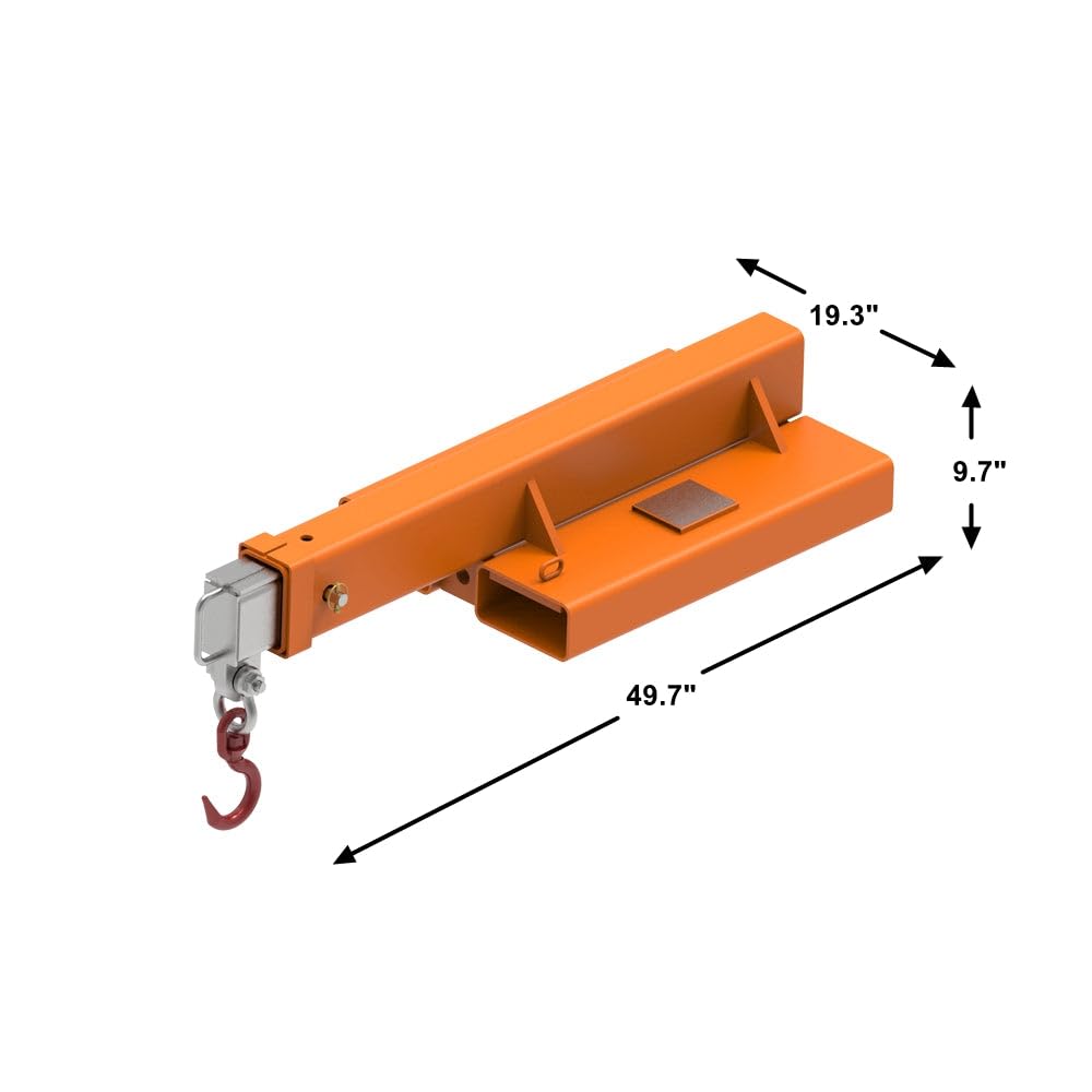Forklift Short Jib Boom Crane Attachment, 9900 lb Capacity Mobile Lifting Hoist, Compact Slip-On Design for Pallet Forks