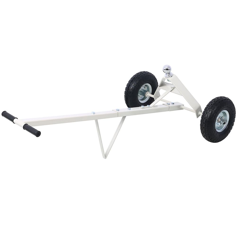 CWKISS Heavy Duty Trailer Dolly with 10" Pneumatic Tires, 800 lbs Load Capacity, 44" Long Handle & 1-7/8" Hitch Ball, Manual Steel Tow Dolly for Boat, Utility, Jet Ski, and Cargo Trailers,Gray