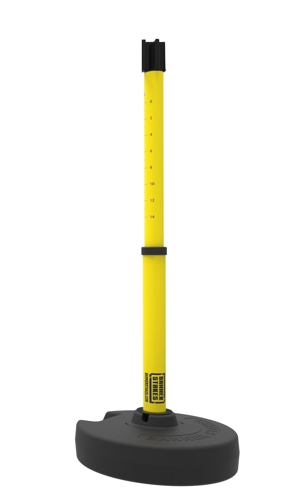 Banner Stakes Crowd Control Plus Cart Package & Accessory Tray, 75' Total Retractable Belt Barrier System - 5 Telescoping Stanchions w/ 15' Yellow "Attention - Entrée Interdite" Banners (PL4144T)
