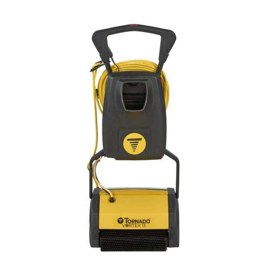 Tornado Vortex 13" Multi-Surface Floor Scrubber – High-Speed Cylindrical Brush Machine for Tile, Concrete, VCT, Rubber Mats, Carpet & Escalators – Low-Moisture, Compact, Quiet & Easy to Use