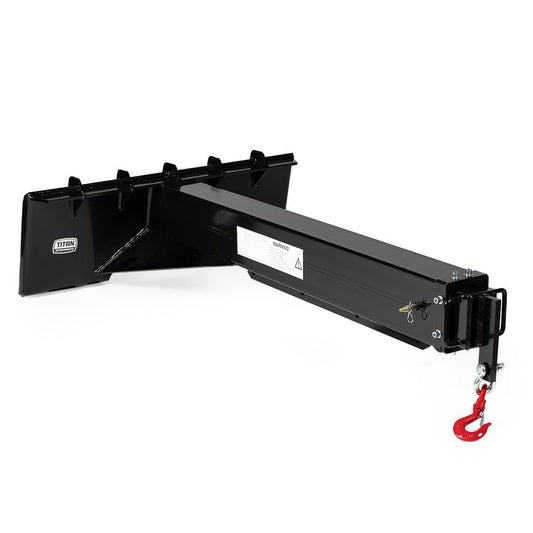 Titan Attachments Skid Steer Adjustable Jib Crane with 3 Ton Hook, 120" Manual Telescoping Boom, Adjustable Hook Points, SSQA Skid Steer Connection, 5,000 LB Max Lift Capacity