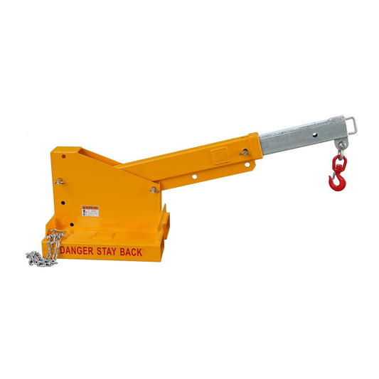 Forklift Jib Boom, Forklift Crane Jib, Heavy Duty Steel Forklift Boom Attachment, Adjustable 33 to 80 in, 5512 Lb Capacity, Double Design for Forklifts and Skid Steers