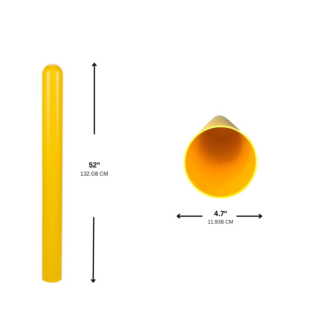 BollardGard 4" x 52" 2-Pack Round Top Bollard Cover - Innoplast (Yellow No Tape)