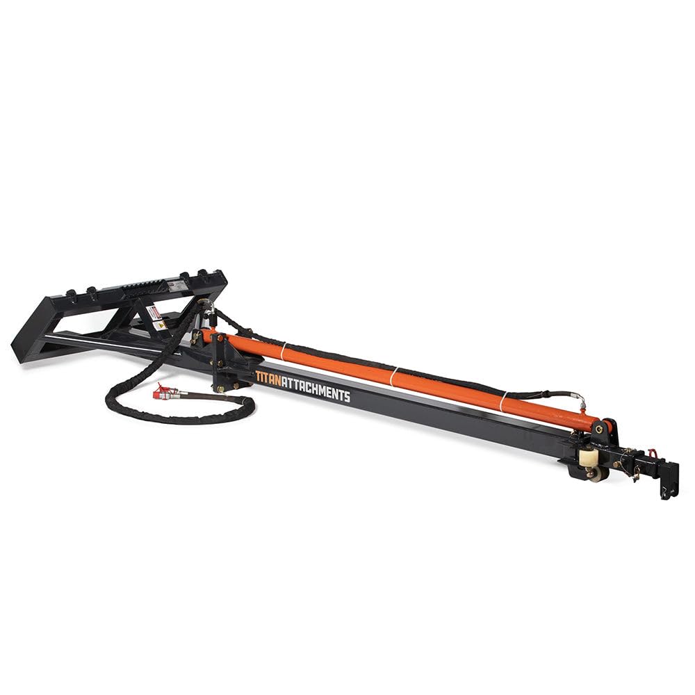 Titan Attachments Telescoping Hydraulic Truss Boom Jib Crane, Hydraulic Boom Pole Extends 26 FT, Fits Skid Steer SSQA, Lift Hay Bales, Trusses, Beams, & More, Accessories for Skid Steers