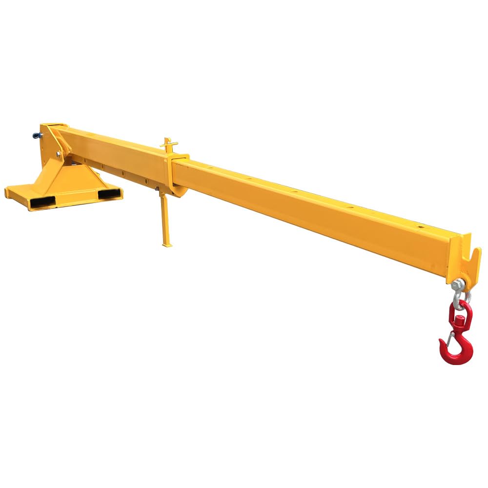 INTSUPERMAI Forklift Jib Boom Crane with Adjustable Tilt Angle 3 Ton / 6600 LB Forklift Mobile Crane Adjustable Forklift Crane Attachment with Truss Hoist Jib Boom Hook Max 12.14ft/3.7m Length