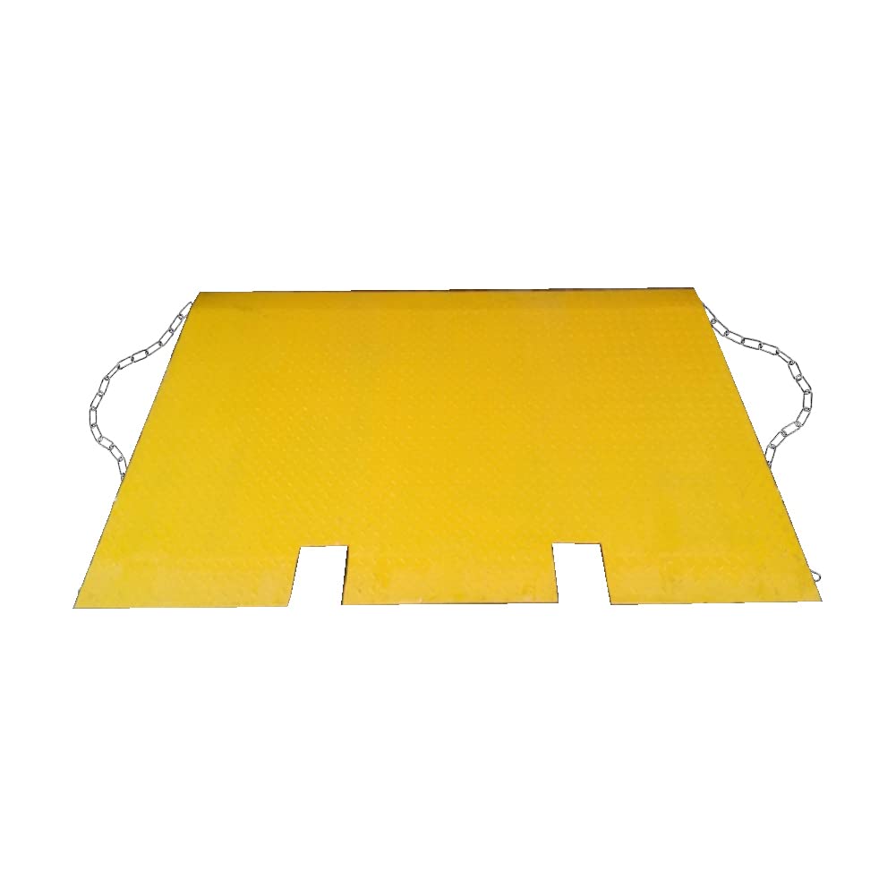 DMC-FPPS 68'' x 86'' Heavy Duty Shipping Container Ramp - 16,000lbs Capacity, 6.5" Height Differential, Forklift Compatible, 10 Gauge Steel - Ideal for Warehouse, Dock & Yard Use