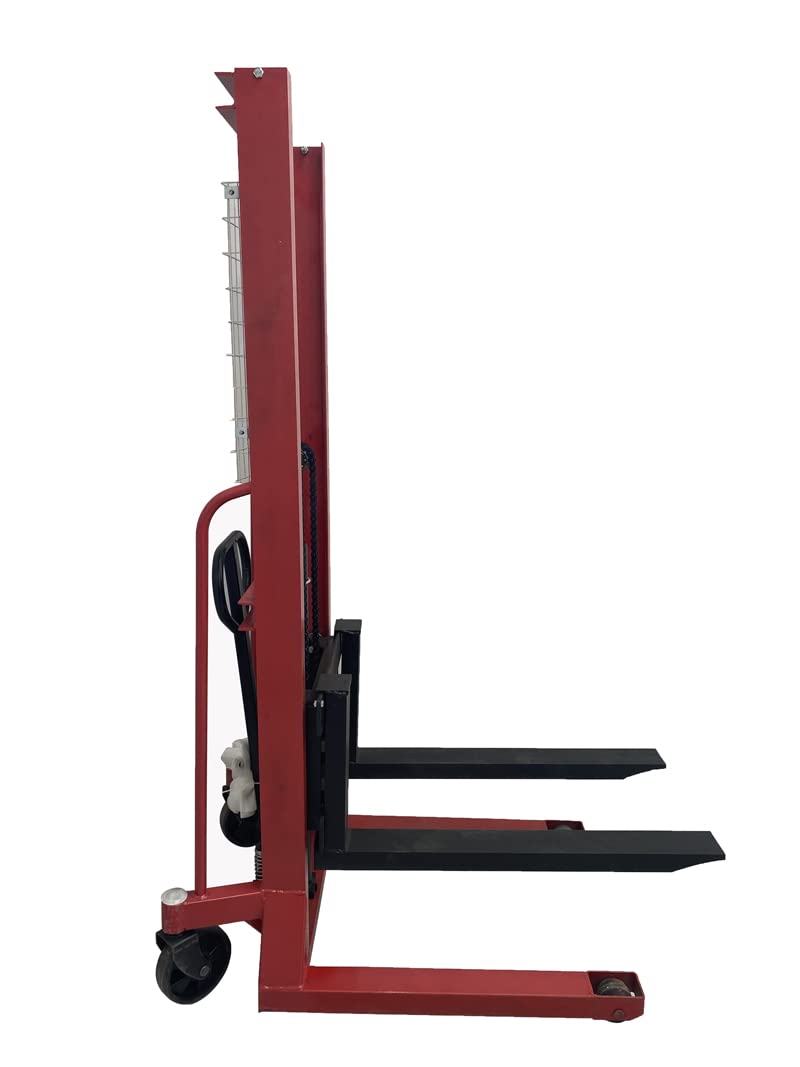 TECHTONGDA Manual Pallet Stacker, Hydraulic Hand Pallet Forklift, Material Lift Winch Stacker, 2200lbs Capacity, 63inch Lifting Height, Lift Truck Dolly for Warehouse & Factory