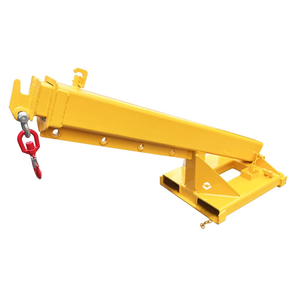 BEILOCKERY 3T/6600LBS Adjustable Mobile Crane Lifting Hoist Truss Jib Boom with Hook, 63"-98" Telescopic Arm, Multi-Functional Accessories for Forklifts Cranes