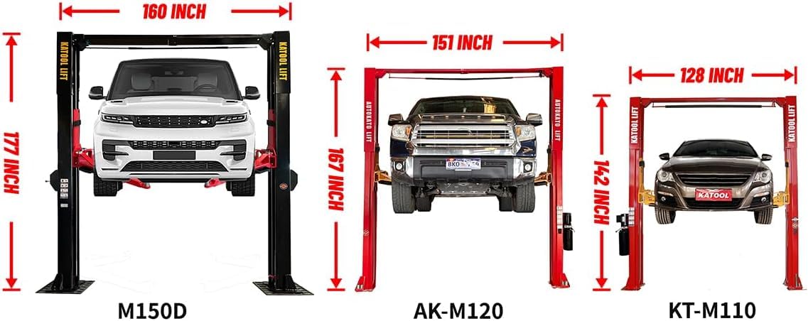 AK-M120 2 Post Lift Auto/Car Turck Hoist with 12000Lbs Lifting Capacity Shop Garage Equipment (Extra Height 167 Inch/4.235 M) (RED)
