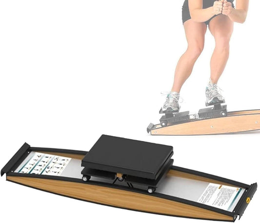 PLYLAY Ski Training Device, Snowboard,Ski Exercise Machine, Indoor Simulation Ski Rowing Aerobic Equipment,with Walking Stick, for Waist, Abdomen and Leg Training Machine