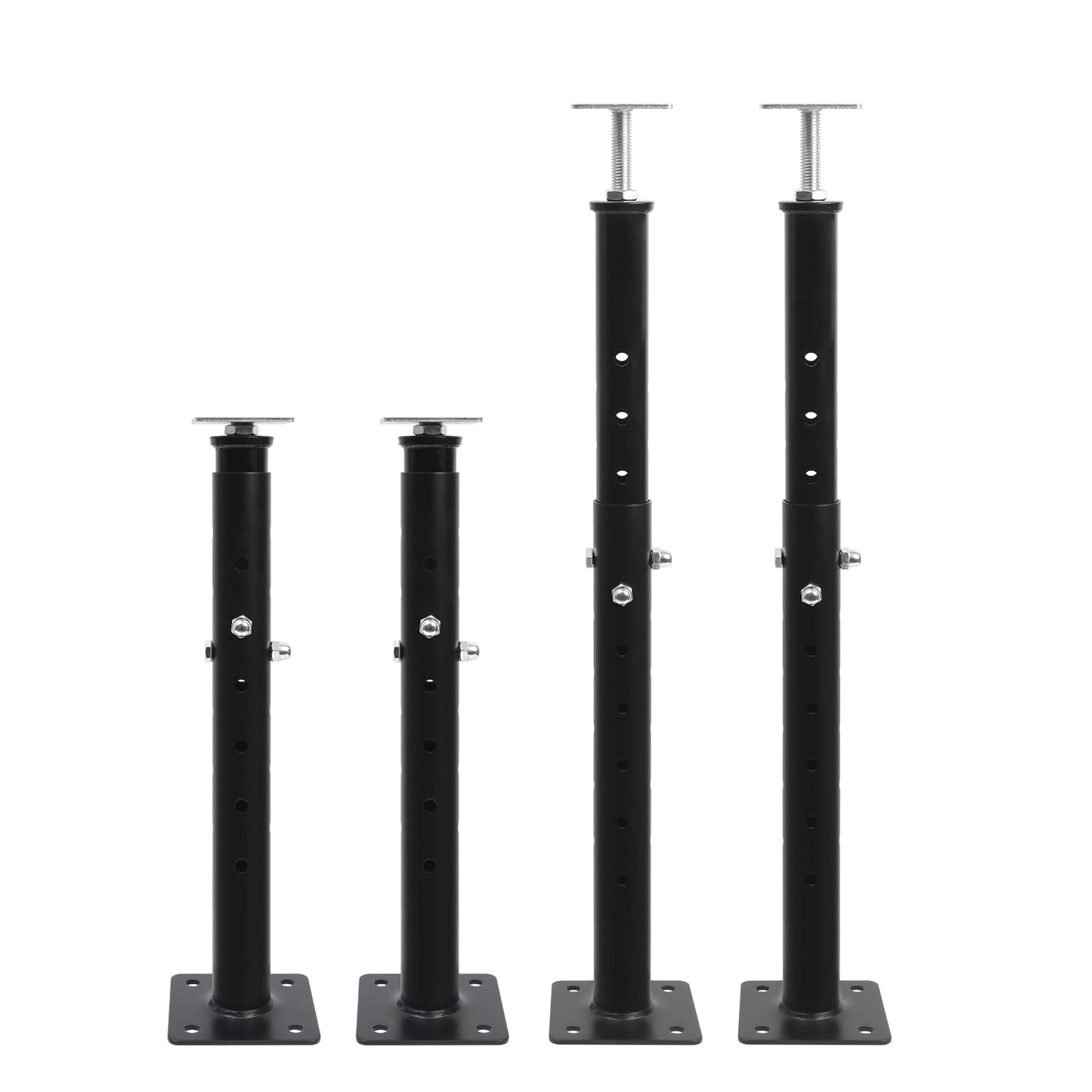 4 Pack Height Range Adjustable House Floor Jacks – 19"-35" Heavy Duty House Jacks for Leveling, Steel Support Posts for Beams, Decks, Crawl Spaces, Basements-Black