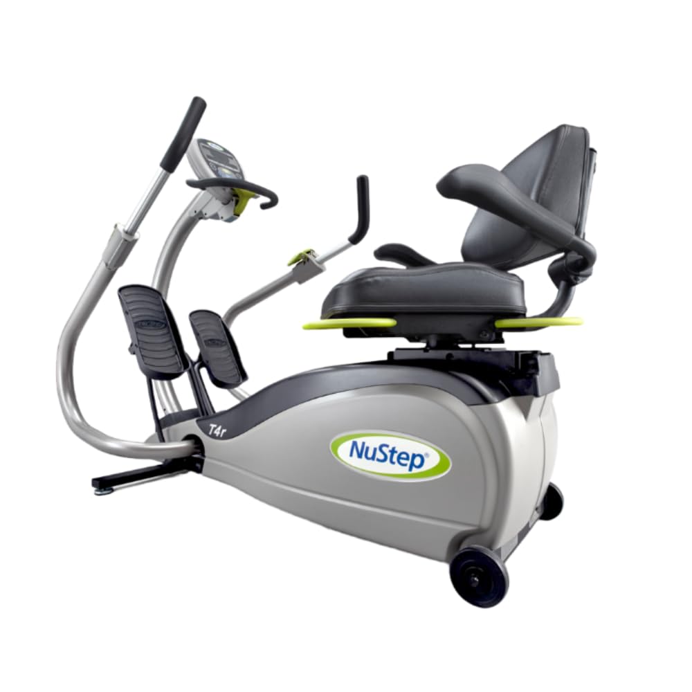 NuStep T4r Recumbent Cross Trainer Stepper, Low-Impact Full-Body Exercise, Adjustable Arms & Legs, 360-Degree Swivel Seat, Engaging Programs, App-Compatible, Gray/Green