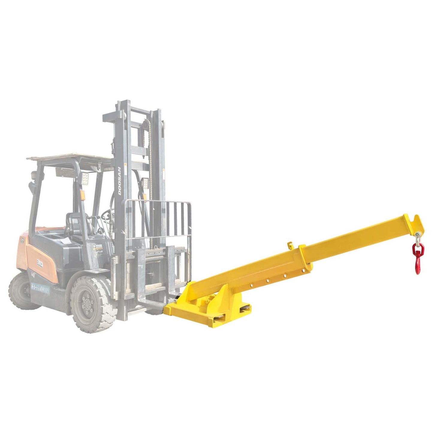 JARYANNIX Forklift Jib Boom Crane, 4T 94.5’’ Forklift Mobile Crane with Hook Hoist, 20°Tilt for Towing Handling Equipment, Adjustable Telescopic Booms Attachments