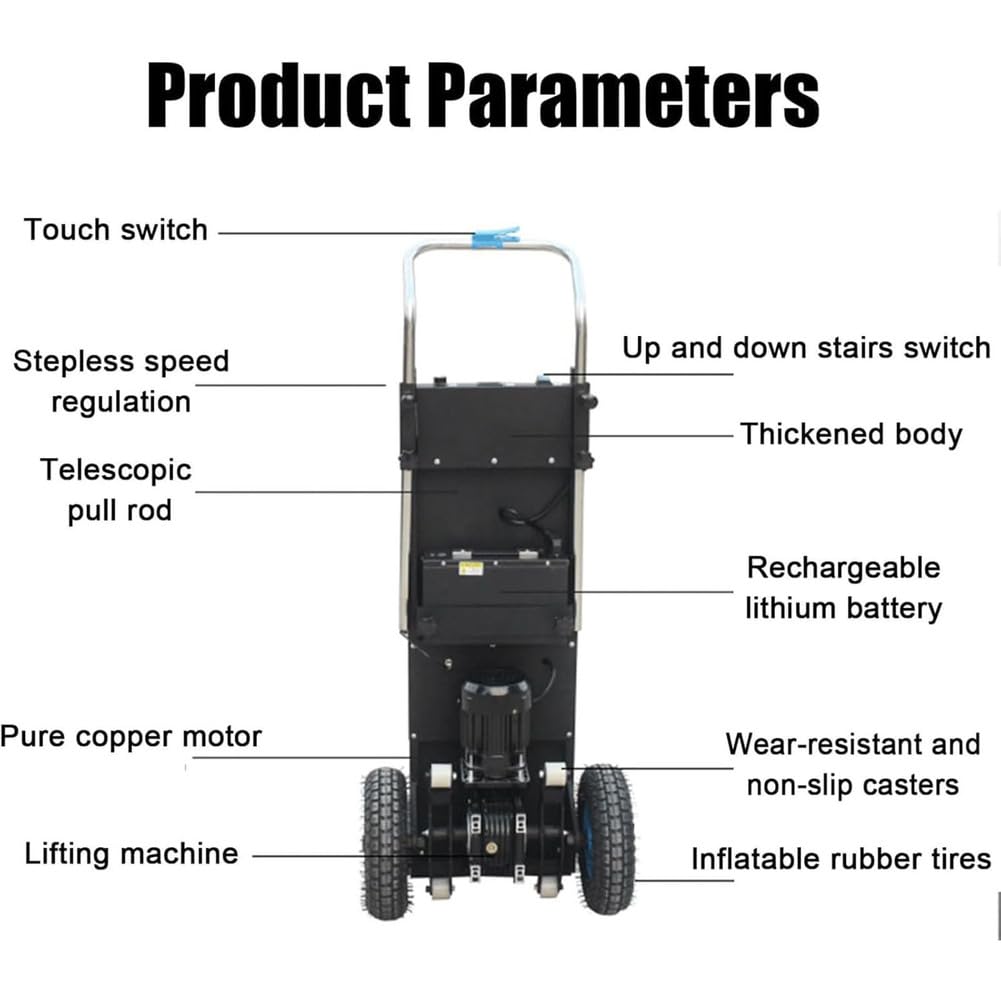 Electric Stair Climber Heavy Object Sack Truck Removable Battery Load Capacity for Straight Curved Stairs Effortless Heavy Load Transport Electric Stair Climbing (I)