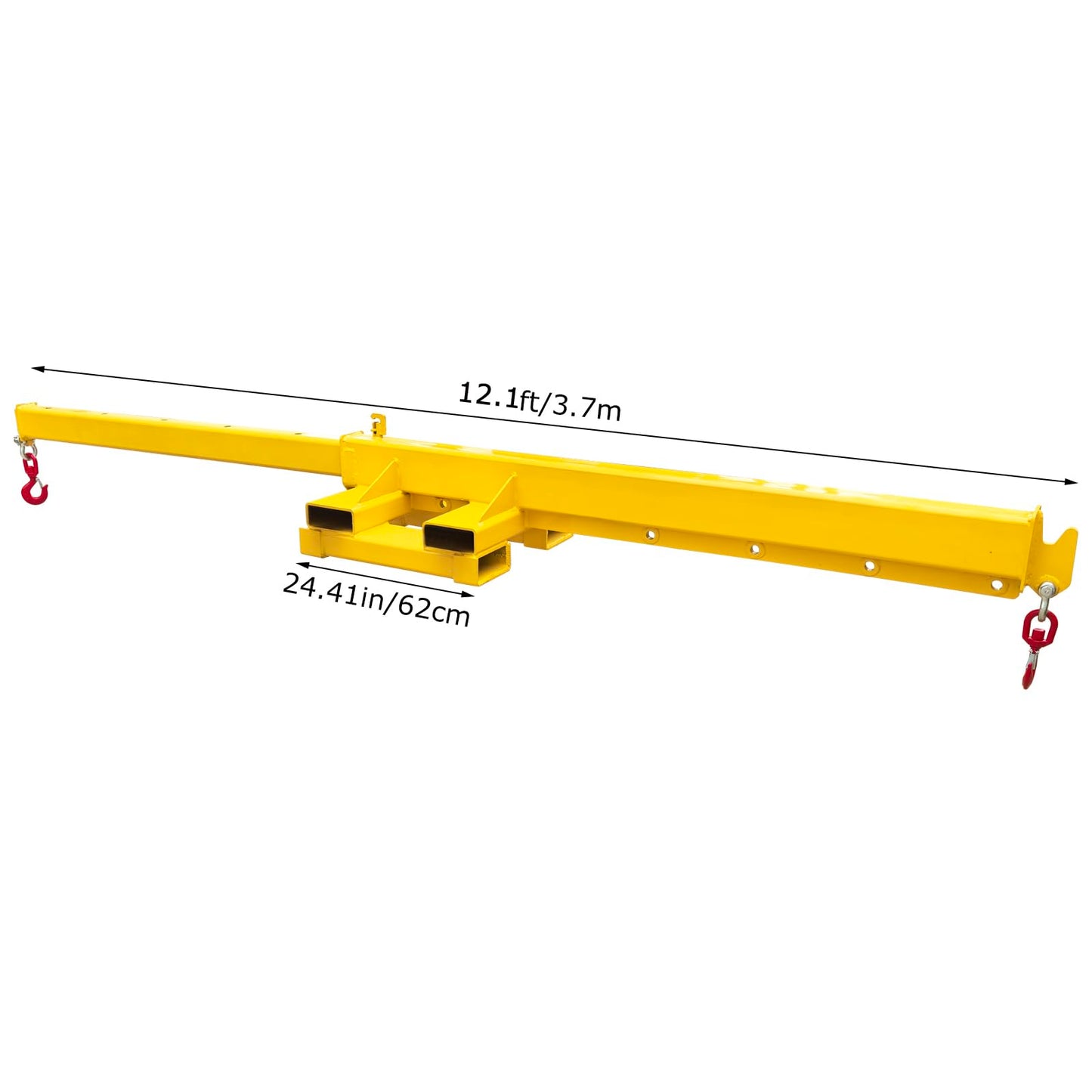 TECHTONGDA Dual-Direction Forklift Jib Crane - 6600 Lbs Telescoping Boom Works in Transverse & Longitudinal, Adjustable Mobile Crane Lifting Hoist Jib Boom with 2 Hooks, Forklift Attachment