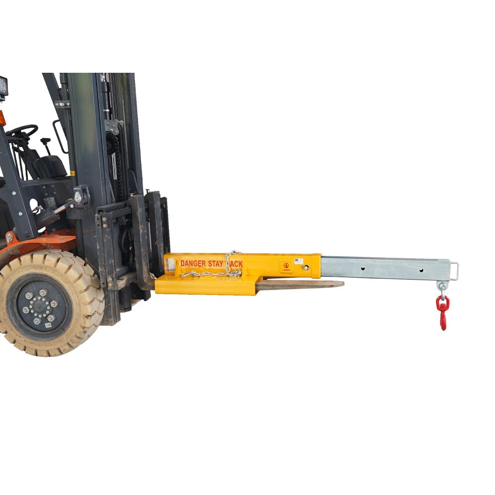 Forklift Short Jib Boom Crane Attachment, 9900 lb Capacity Mobile Lifting Hoist, Compact Slip-On Design for Pallet Forks