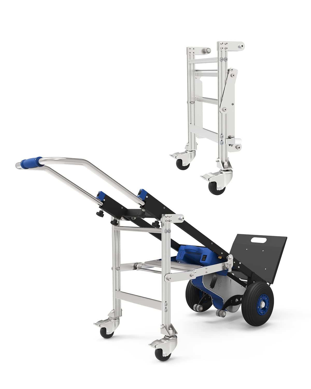 XSTO ZW47250 Electric Stair Climbing Hand Trucks with Retractable 4th Wheel Attachment Heavy Duty Foldable Dolly Cart for Moving Powered Stair Climber Cart Hand Trolley 550lb LBS Capacity