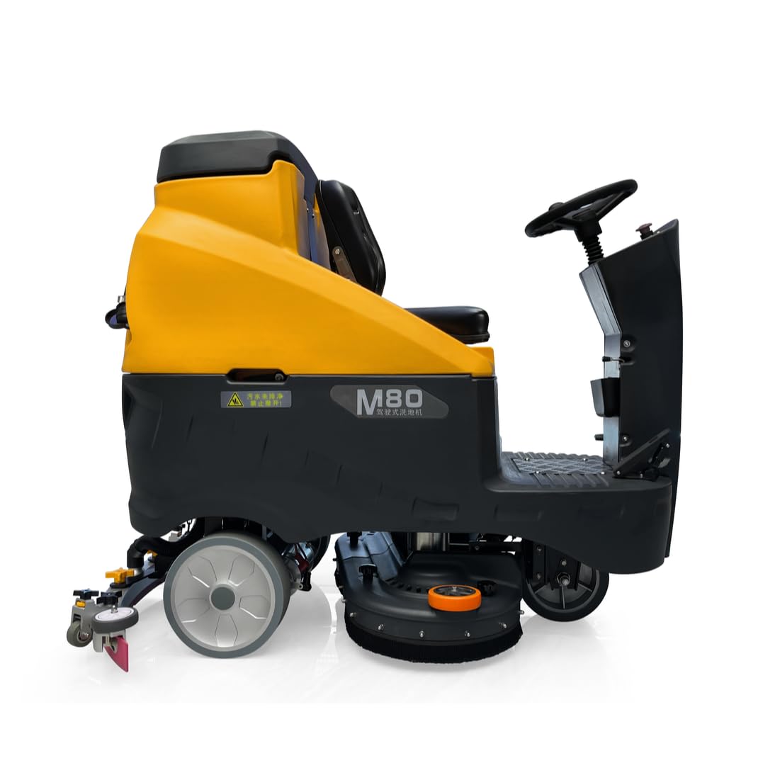 M80 Ride-On Floor Scrubber Machine, Complete Set of Parts, 5 Hours Continuous Working Time, 34.3 Gal Tanks, 59,200 Sqft/H Efficiency Commercial Floor Scrubber Machine