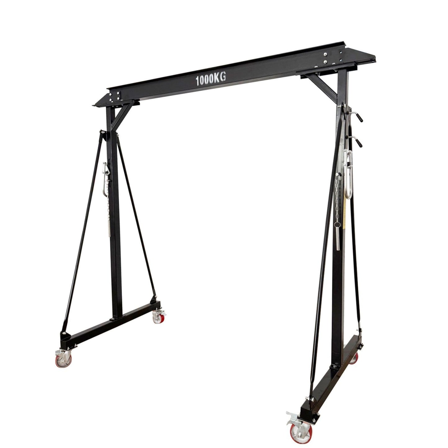 Yokoma 1 Ton Portable Gantry Crane,2204LBS Steel Manual Hoist with Adjustable Height (94.5-141.7in),Mobile Lifting Frame with Wheels for Factories,Warehouses,Maintenance Workshops