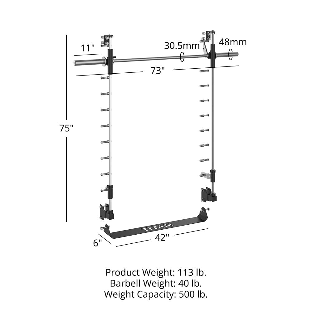 Titan Fitness T-3 Series 82" Smith Machine Power Rack Attachment, 500 LB Capacity, Comes with Smith Olympic Bar, Guide Rods, Safety Catches, Spotter Hooks