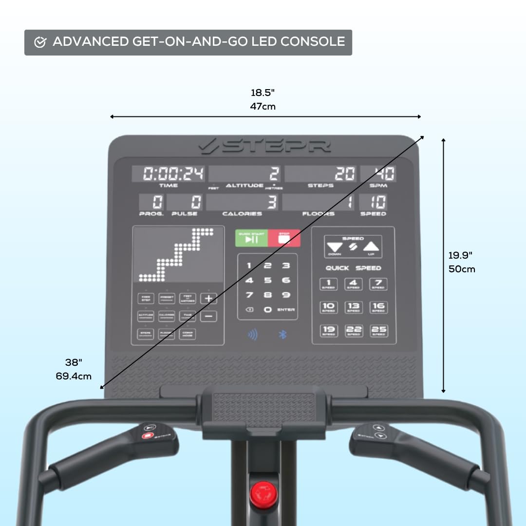 STEPR PRO Classic Stair Master with LED Touchscreen, Commercial Grade Stairmaster Machine for Home, 190 Steps/Min, Resistance Band Attachments, 400 lb Capacity