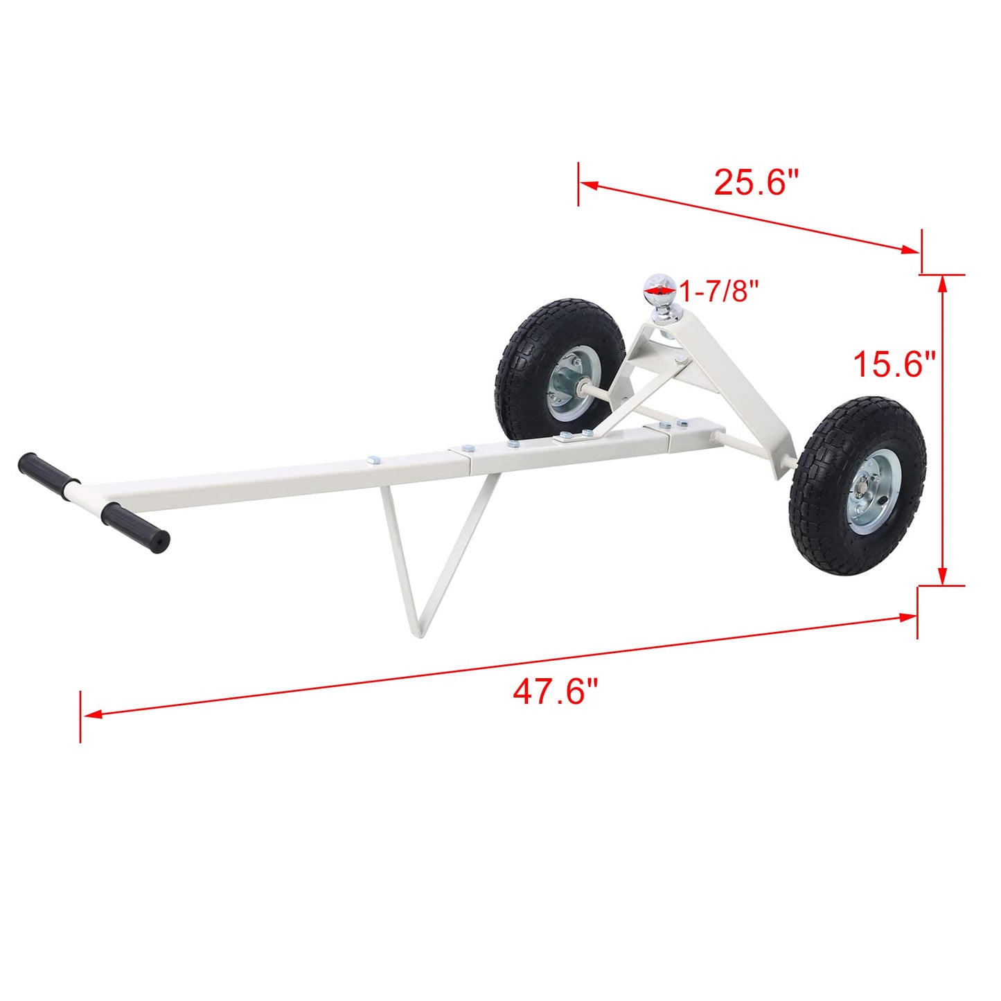 Heavy-Duty Steel Trailer Dolly - 600 Lb Load Capacity, Pneumatic Wheels, 44" Handle for Easy Maneuvering of Boat, Utility, and Jet Ski Trailers (Gray)