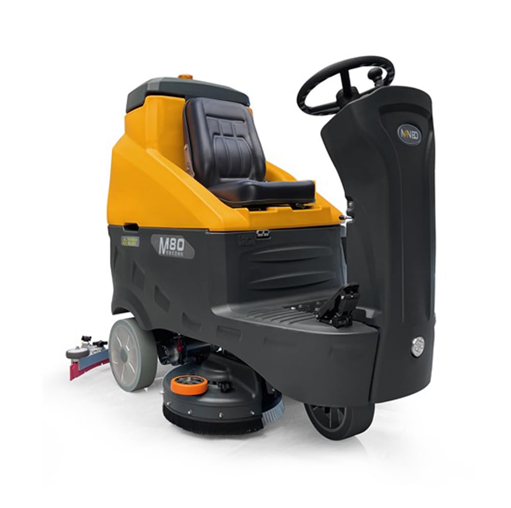 M80 Ride-On Floor Scrubber Machine, Complete Set of Parts, 5 Hours Continuous Working Time, 34.3 Gal Tanks, 59,200 Sqft/H Efficiency Commercial Floor Scrubber Machine