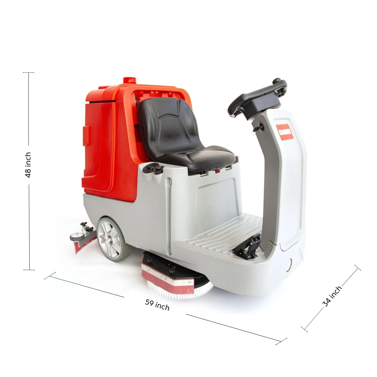 SANITMAX SM860 34" Ride-On Floor Scrubber Dryer, Dual 17" Brushes, 41" Squeegee, 34.3/37-Gal Large-Capacity Tanks, 80,000 Sq Ft/H, Commercial Hard Floor Cleaner