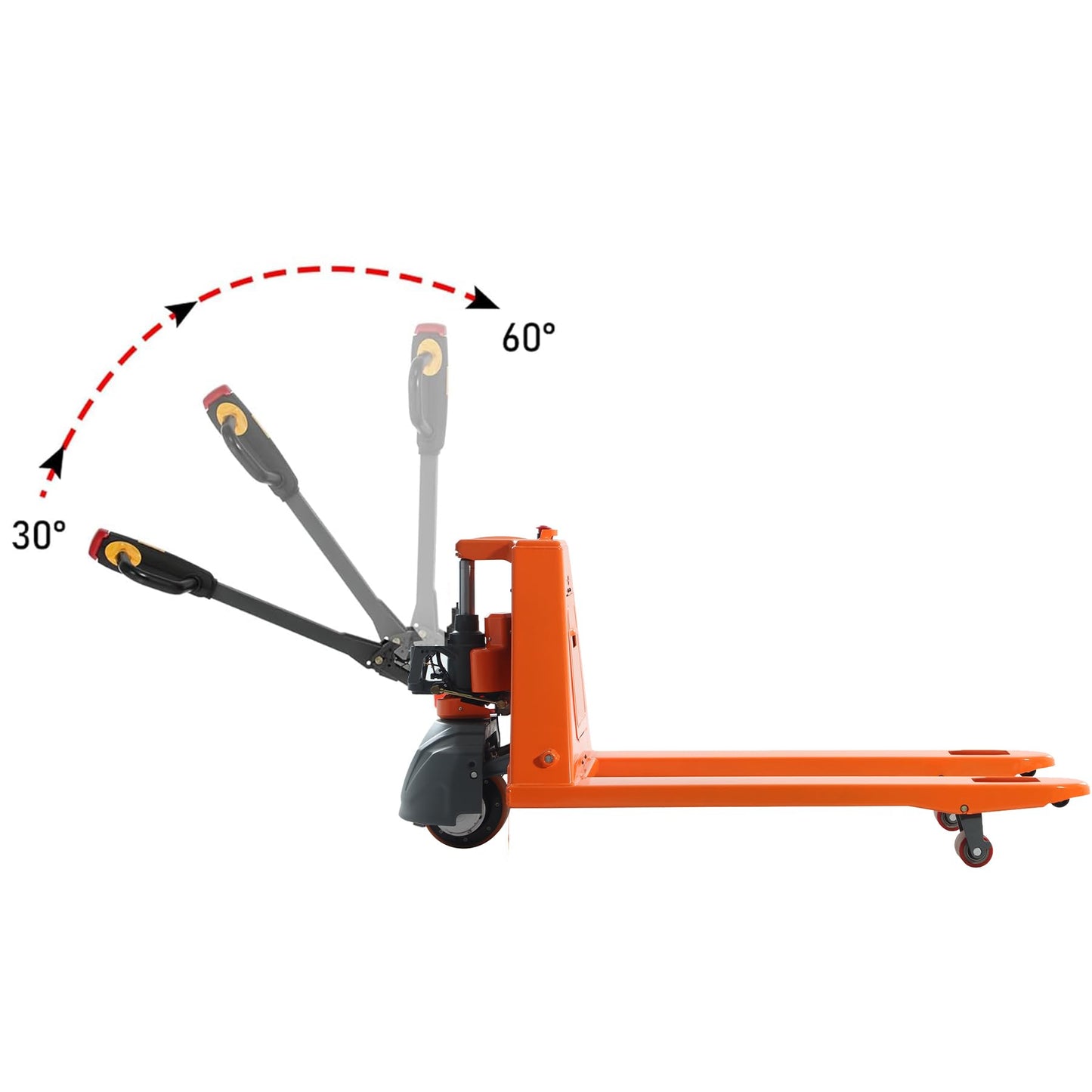 Tory Carrier Classic Electric Power Lithium Battery Pallet Truck/Jack 3300lb Capacity 48" x27" Fork Length Used in Indoor Storage and Handling-Orange Style 2PC