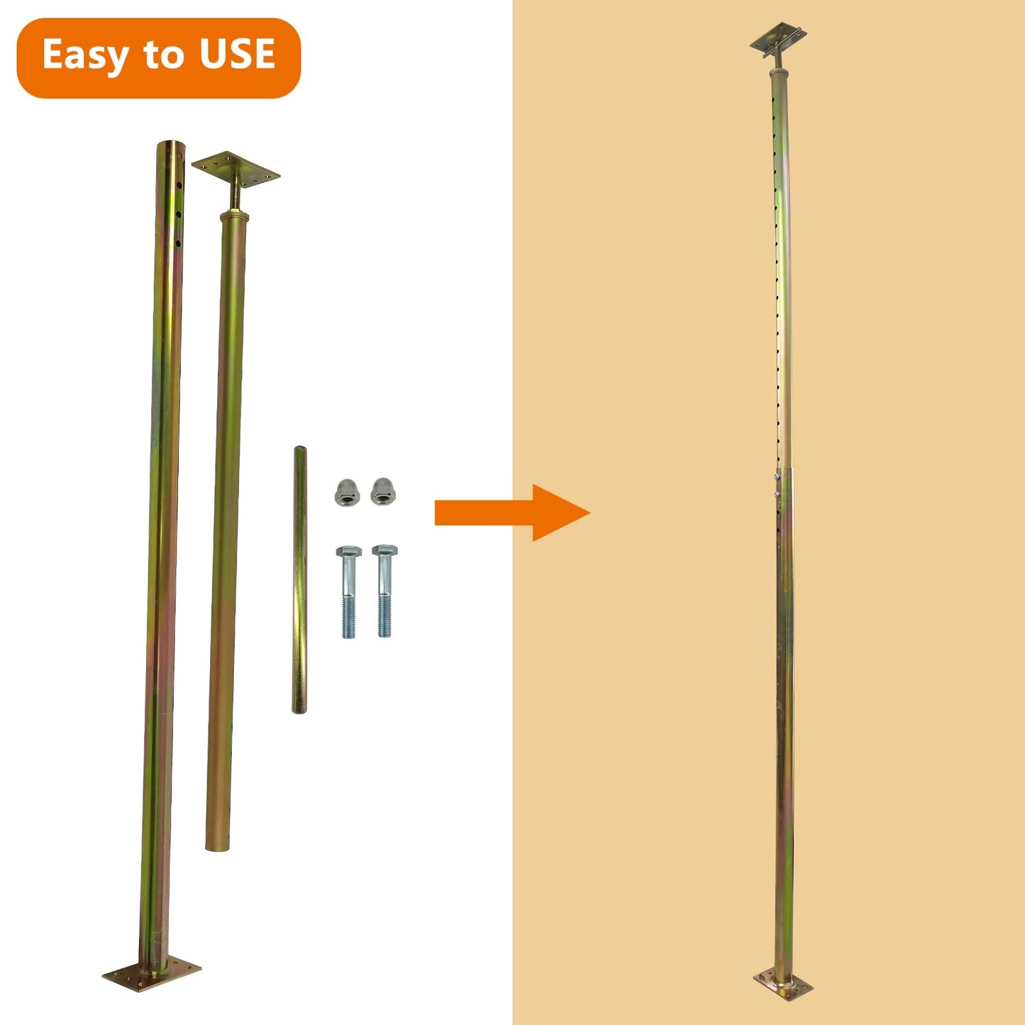ZANURA 59" - 100" Adjustable House Floor Wall Jack Post Pole Rod Fit for Leveling Framing Basement Crawlspace Beam Roof, 2 Pack