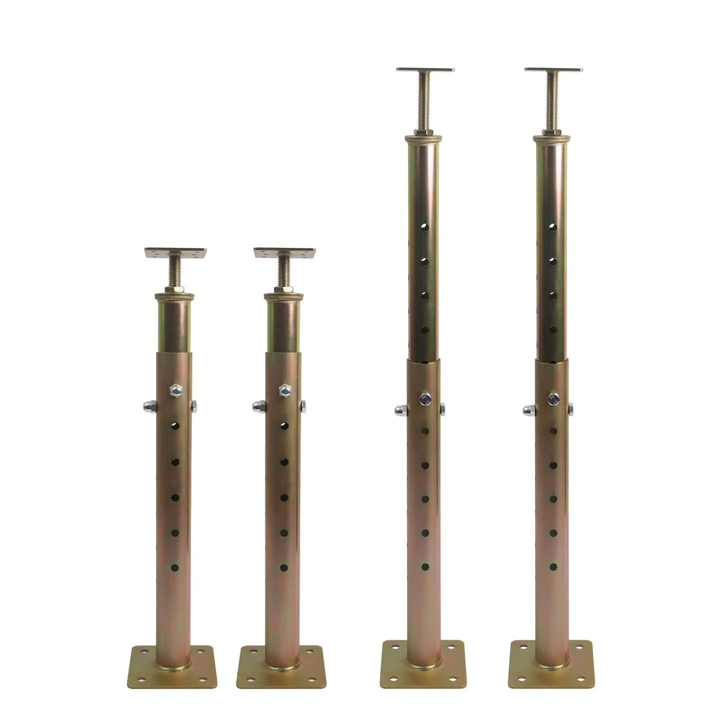 4 Pack Height Range Adjustable House Floor Jacks – 19"-35" Heavy Duty House Jacks for Leveling, Steel Support Posts for Beams, Decks, Crawl Spaces, Basements-Bronze