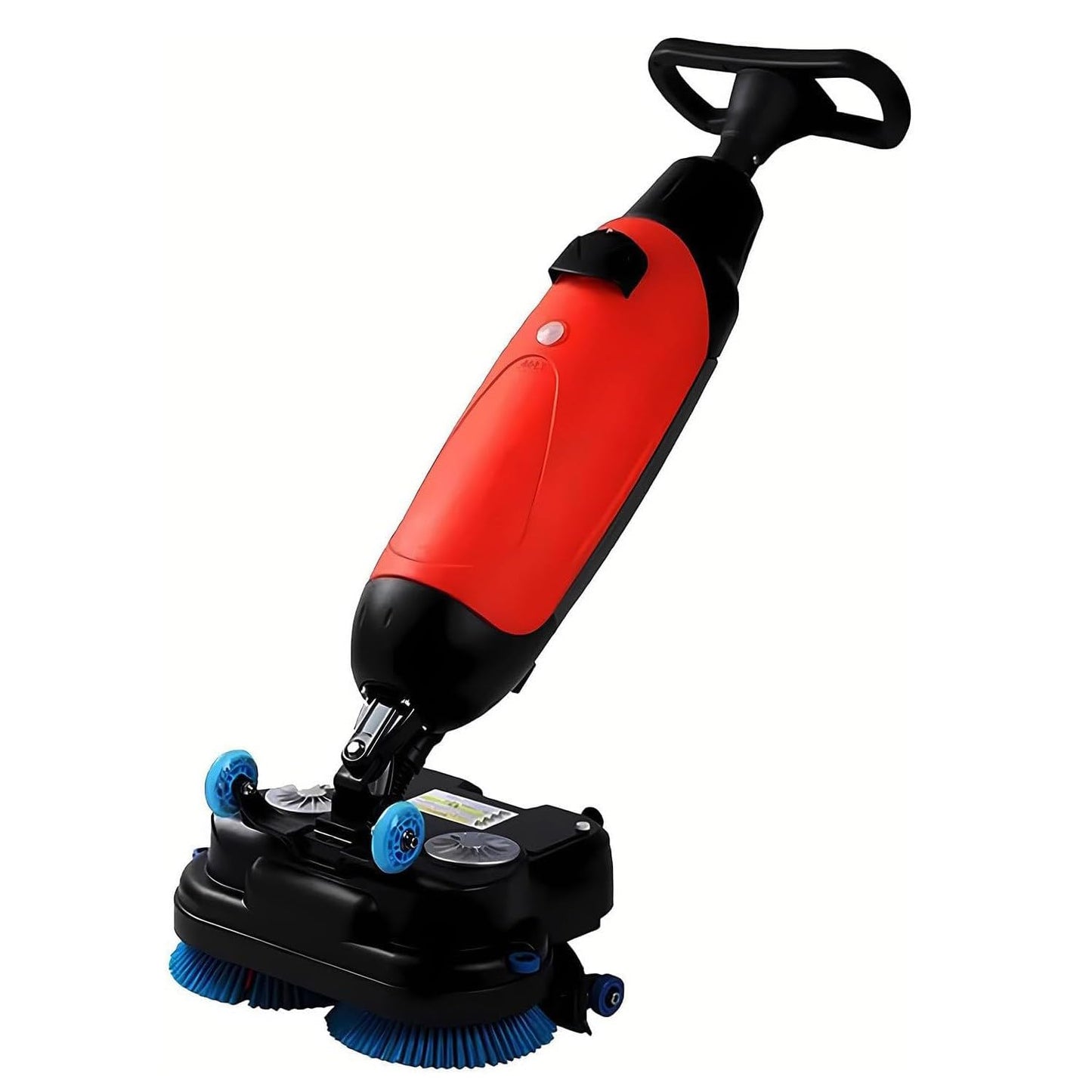LSHFYV Cordless Electric Floor Scrubber, 17" Commercial Floor Scrubber Machine with Double Brush Disc Battery-Powered Multi-Functional Floor Buffer Machine 360°Rotation, 12916 sqft, 360 RPM Motor Red