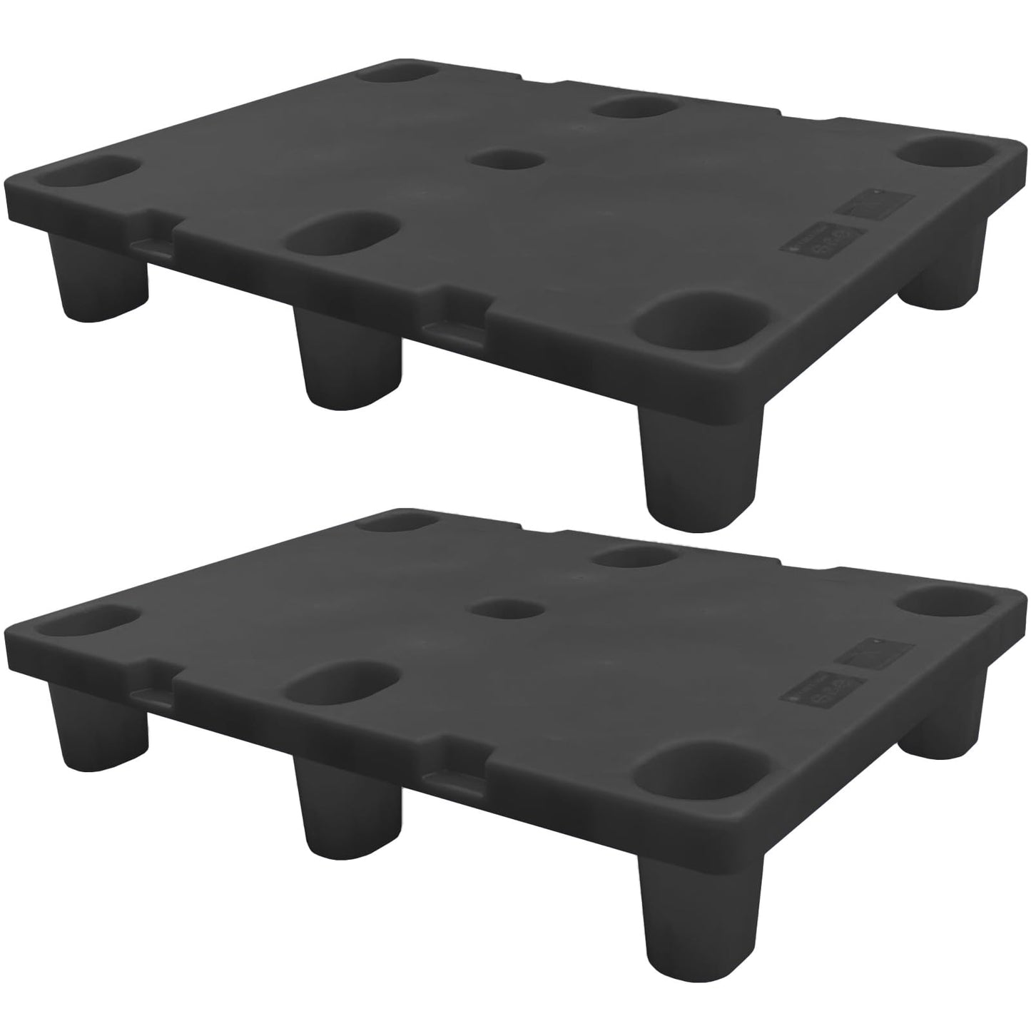 2 Pcs Heavy Duty Plastic Pallets, 31.5"x23.6"x5.5" Industrial Storage Platform, Dynamic Load 1102 lbs/Static Load 1764 lbs, Warehouse Stacking Pallets for Logistics and Warehousing (Black)