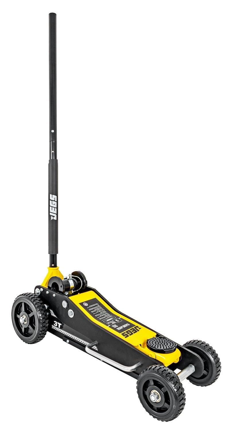 JEGS Heavy Duty 3-Ton Hydraulic Off-Road Floor Jack with Large Wheels and Built in Skid Plate