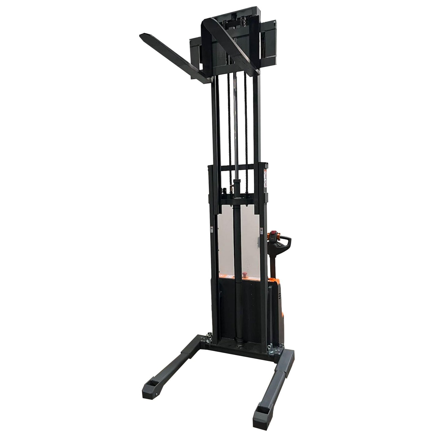 Tory Carrier Full Electric Stacker Walkie Material Lifts with Straddle Legs 118inches Lifting Height with Adjustable Forks 2640lbs Capacity