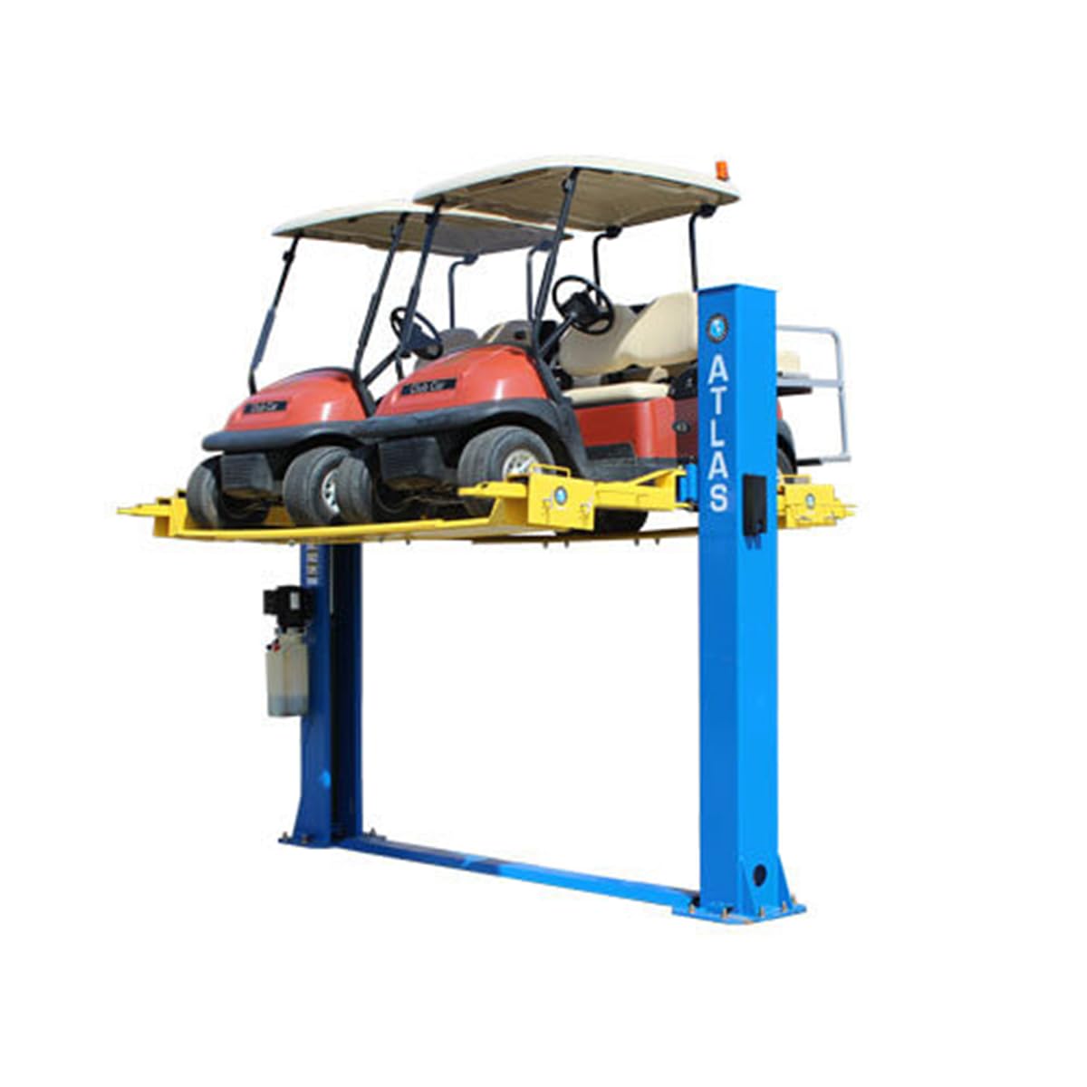 ATLAS Automotive Equipment ATLMA Lawnmower Adapter for 2-Post Lifts, Adjustable with 4 Plates, 5,000 lb. Capacity, 8'11" Width, 32" to 90" Wheelbase, 12" Wheel Well, 1/4" Steel Thickness, 600 lbs.