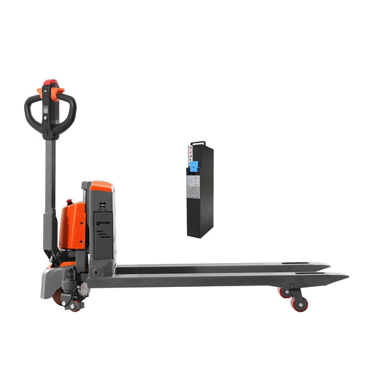 T Tory Carrier Electric Pallet Jack Truck 3300lbs Capacity Lithium Electric Pallet Trucks 48" x27" Forks Li-ion Battery Lift with an Extra Battery