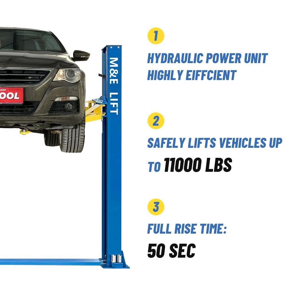 ME 11000lbs 2 Post Lift Car Lift Lifting Height 74.8" Auto Truck Hoist Two Post Car Lift for Shop Repair (ME-H110YS-220V)