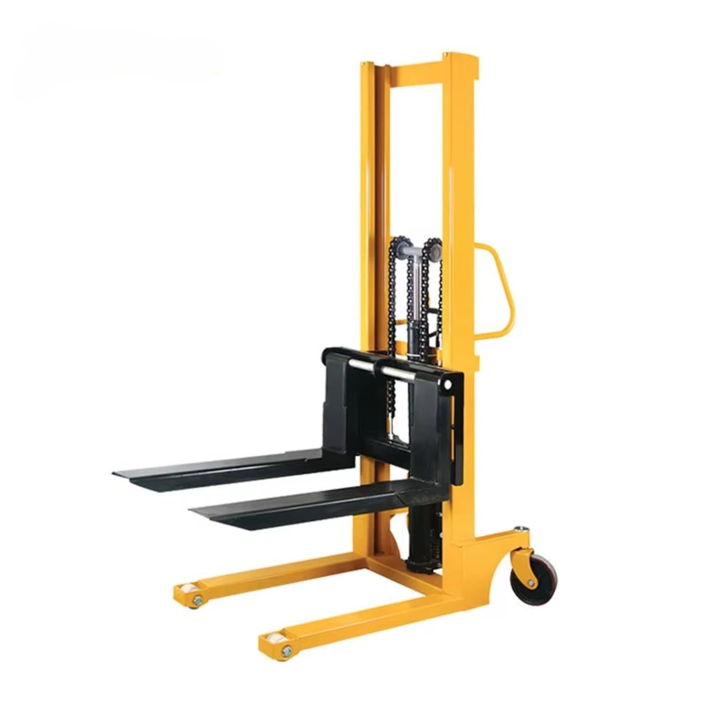Manual Pallet Stacker, 1-2 Ton Capacity, Hydraulic Hand-Lift Fork Truck with 1.6m Height, for Warehouse Material Handling