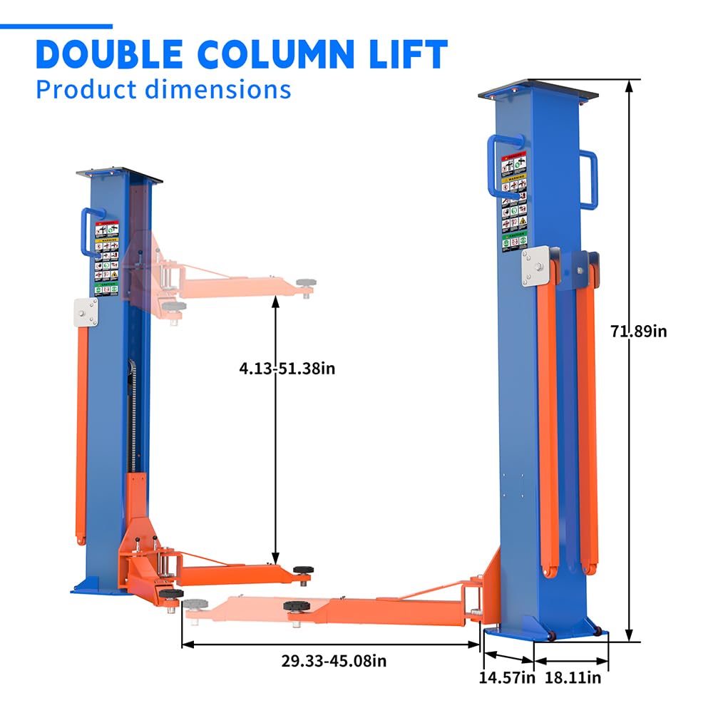 ATTACHXPRO Portable 2 Post Car Lift for Garage | 8,000 LB Auto Lift with Adjustable Columns | 220V Movable Vehicle Lift for Home & Repair Store (2 Post Car Lift)