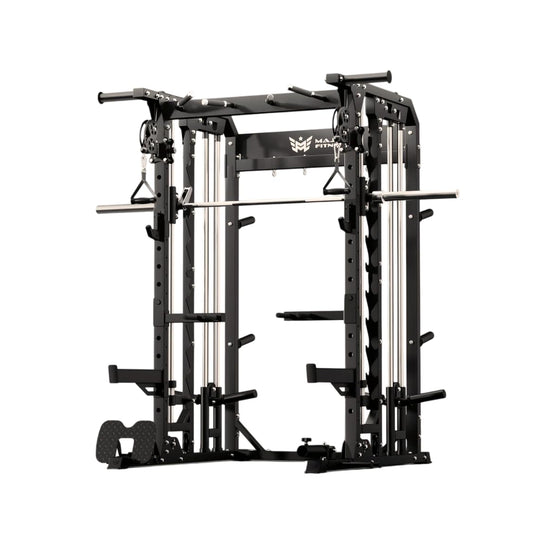 Hydra Fitness Exchange All-in-One B52 Standard Home Gym Smith Machine | with Power Rack, Cable Crossover, Dual Pulley System, Landmine, and Multi-Grip Pull-Up Bar – Heavy-Duty Fitness Equipment