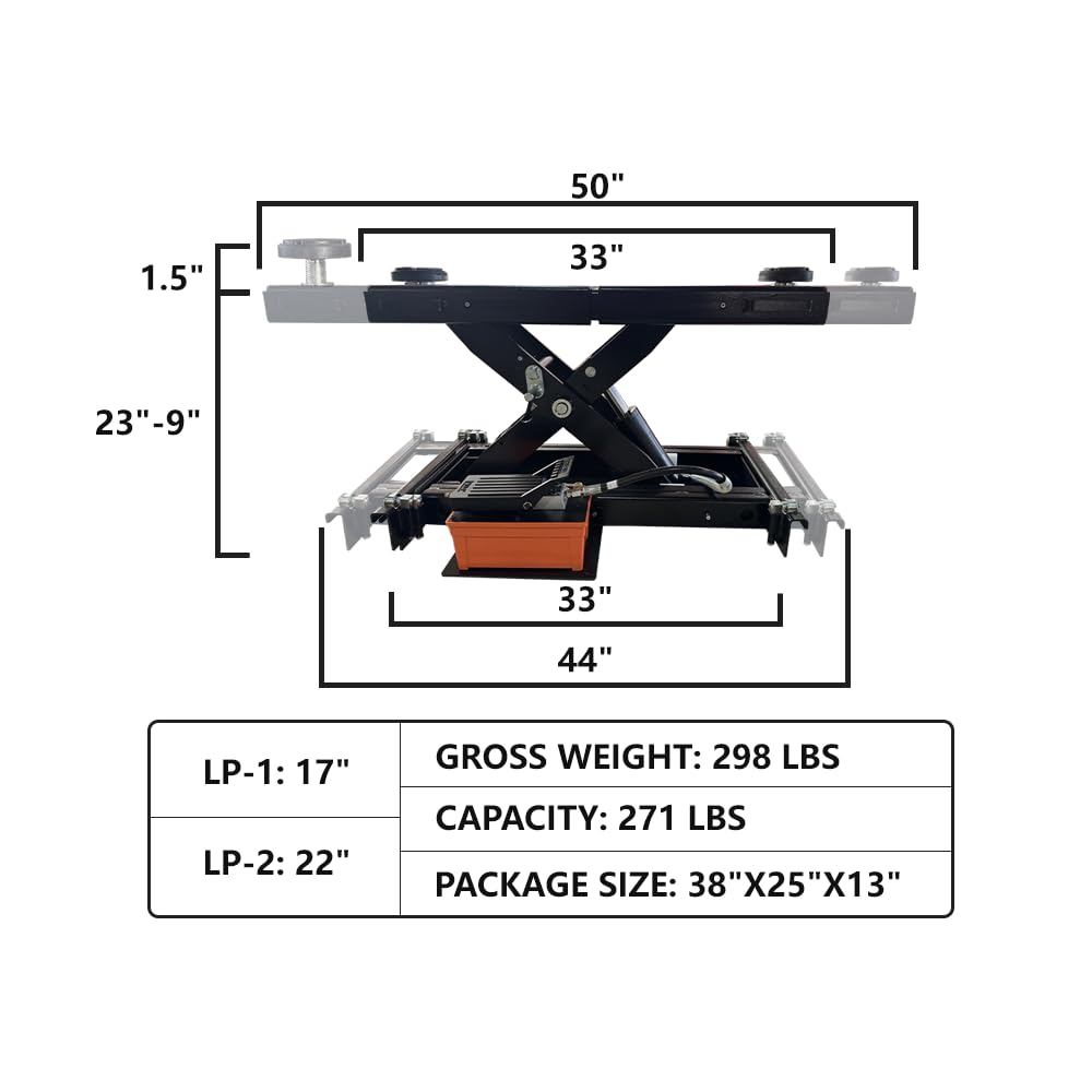 Rolling Jack Bridge Jack for KT-4H110/4H850 Four Post Lifts with 5000Lbs Lifting Capacity (Black)