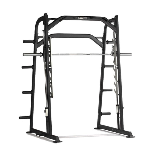 Titan Fitness Smith Machine, Counterbalanced Power Rack with Adjustable Safety Stops, Olympic Fixed Barbell Design, Multi-Grip Pull Up Bar, Resistance Band Pegs, Home Gym Workout Equipment