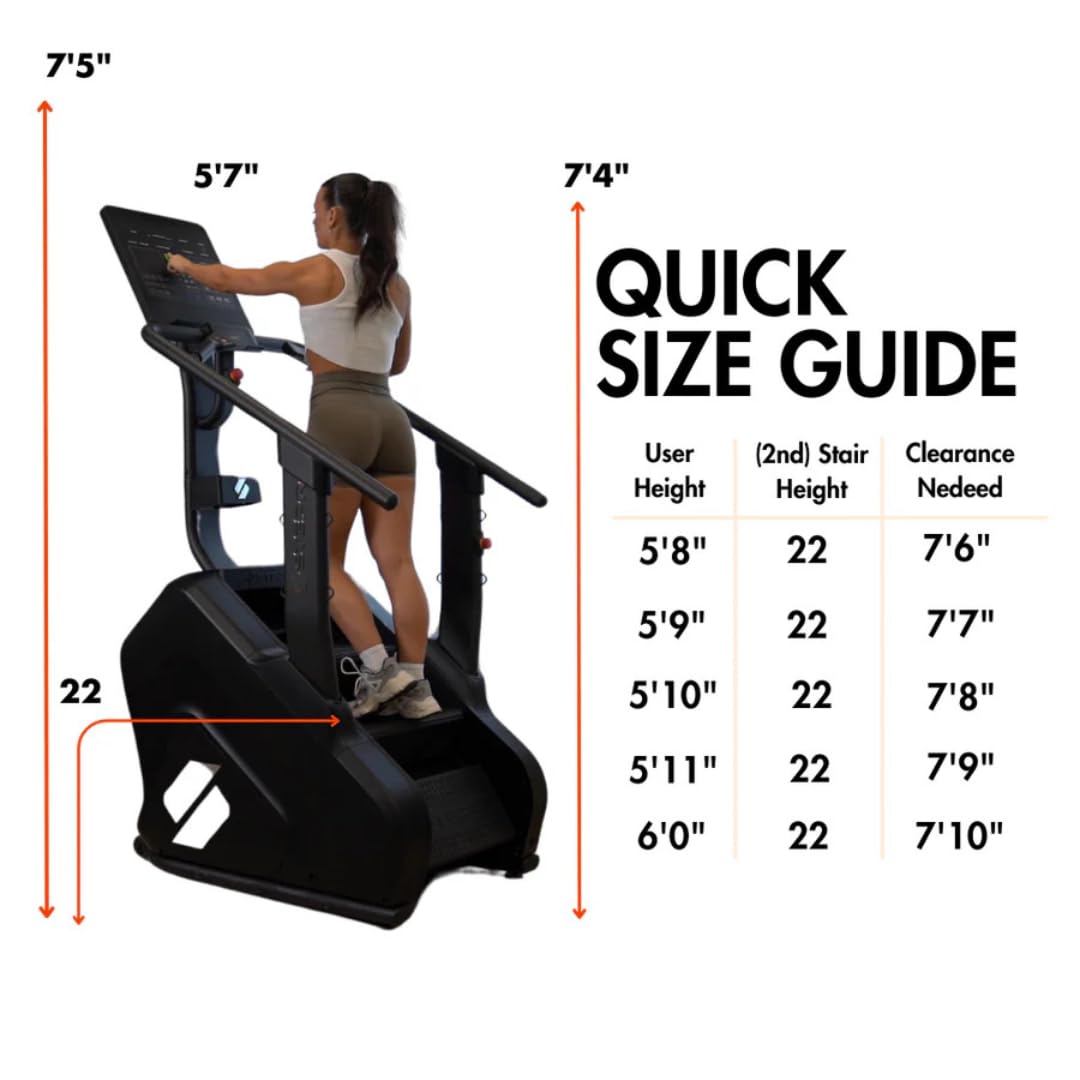 STEPR PRO+ Stair Master with 27" Touchscreen, Commercial Grade Stairmaster Machine for Home, 190 Steps/Min, Resistance Band Attachments, 400 lb Capacity
