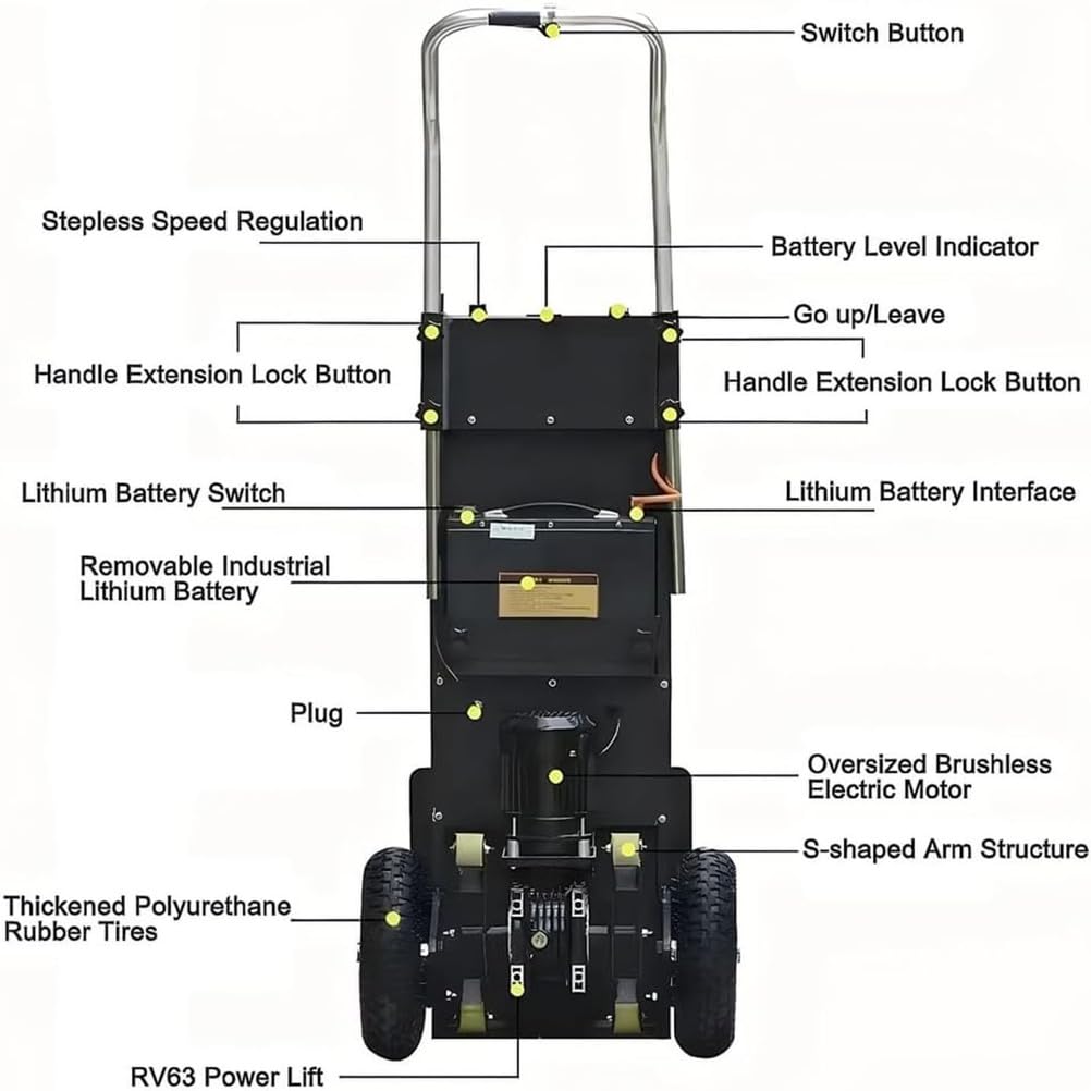 Electric Stair Climber Heavy Object Sack Truck Removable Battery Load Capacity for Straight Curved Stairs Effortless Heavy Load Transport Electric Stair Climbing (B)