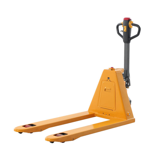 Tory Carrier Electric Pallet Jack Truck, 3300lbs Capacity Motorized Pallet Lift Trucks, 48" x 27" Fork Size Powered Lithium Battery Truck for Indoor Storage and Material Handling for Warehouse Yellow