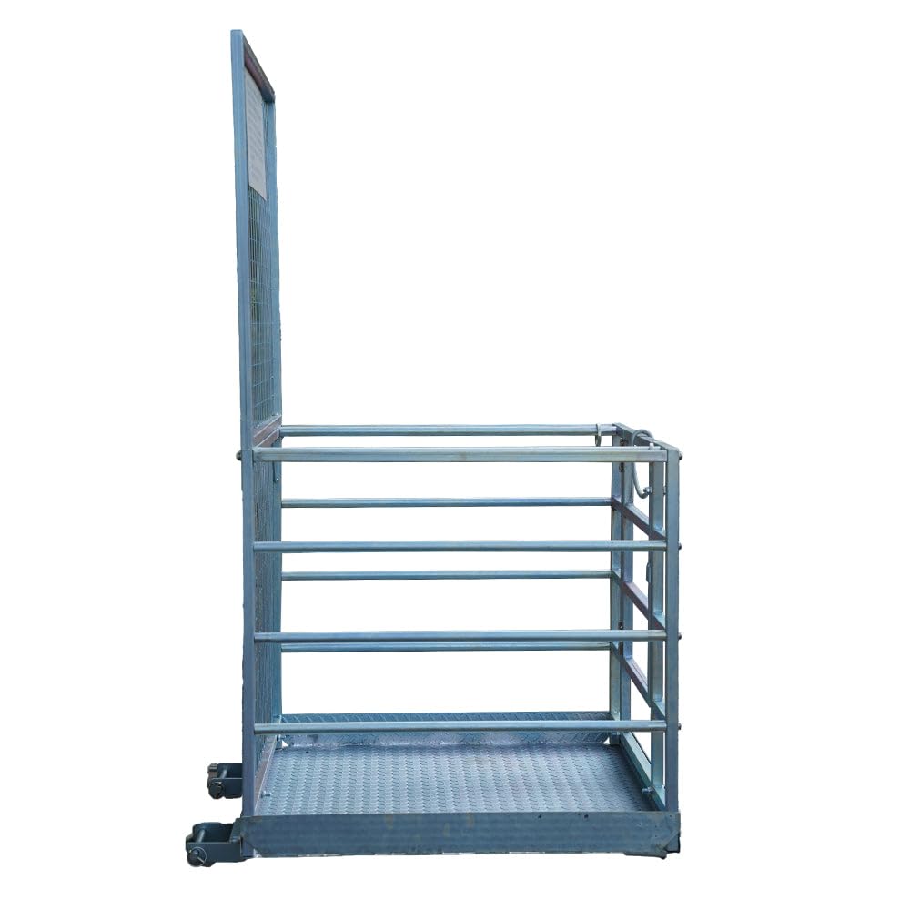 48" x 45" 2-Person Forklift Safety Lift Platform Cage – Heavy Duty Steel Work Basket with Mesh Safety Screen, Toe Boards, Self-Closing Door, Handrails & Fork Pocket Locks, Flatpack or Assembled