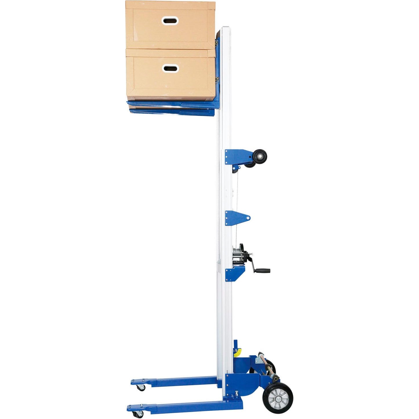 Global Industrial Lightweight Hand Operated Lift Truck with Straddle Legs, 400 Lb. Capacity, 120" Lift Height, for Lifting & Moving Pallets Boxes Bins and More