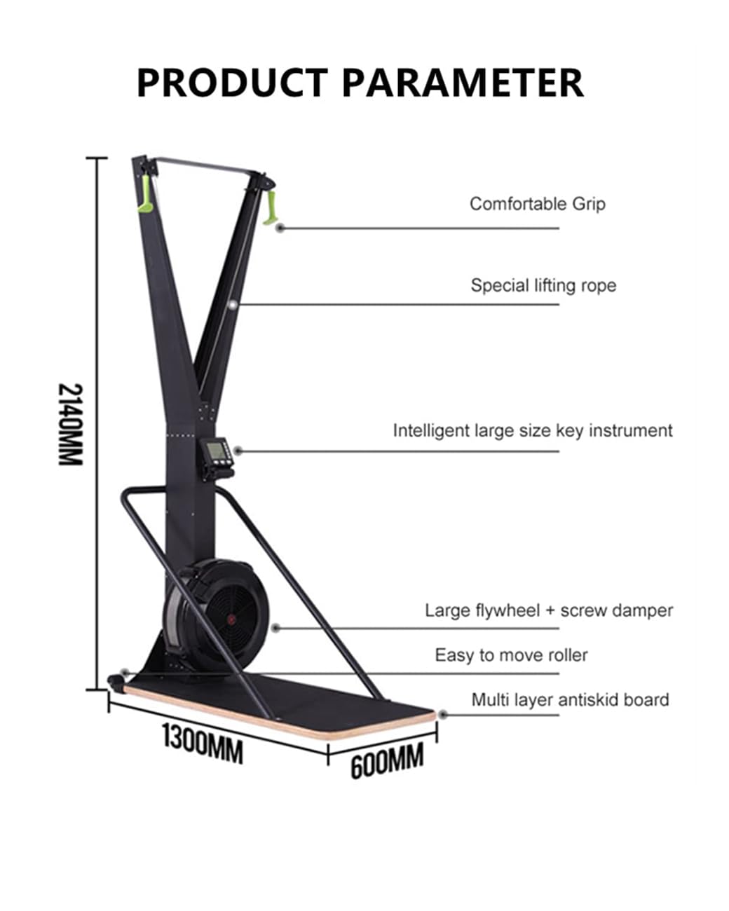 Ski Exercise Machine with Display Monitor, Indoor Ski Machine, Elliptical Cross Trainer, Ski Exercise Machine Strength Training Leg Machine, Cardio Exercise Equipment