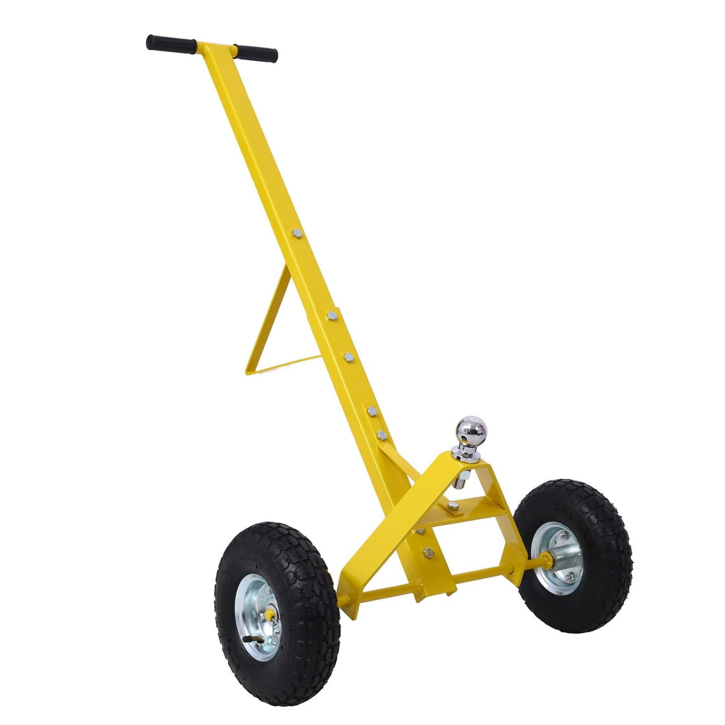 S.Walt 600 LB Load Capacity Trailer Dolly, Heavy Duty 2-Wheel Hand Trailer Mover with 1-7/8" Hitch Ball, Dual 10” Pneumatic Tires for RV, Boat & Utility Trailers, Yellow